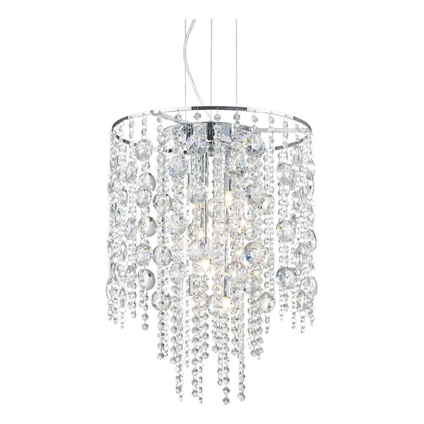 Ideal Lux - LED kristallkrona med textilsladd EVASIONE 8xG9/3W/230V diameter 41 cm skinande krom