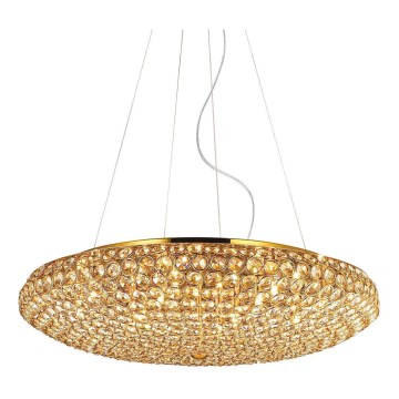 Ideal Lux - LED kristallkrona med textilsladd KING 12xG9/3W/230V diameter 65 cm guld