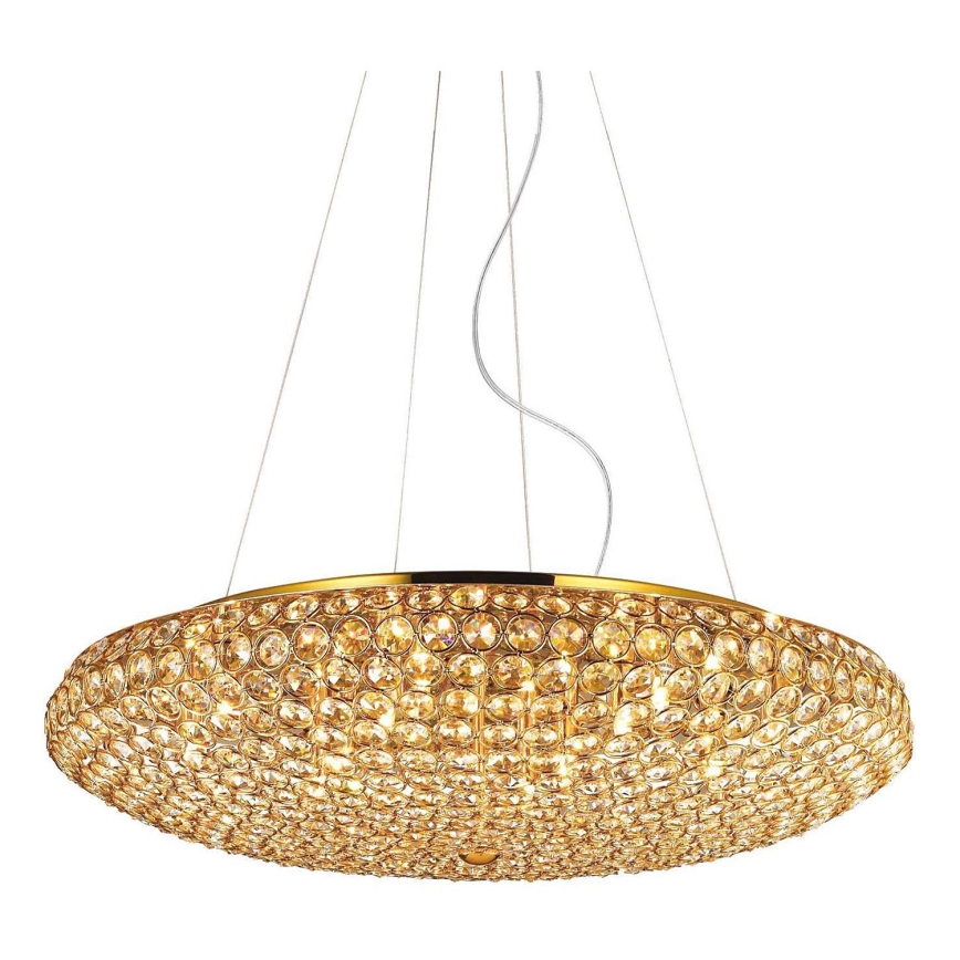 Ideal Lux - LED kristallkrona med textilsladd KING 12xG9/3W/230V diameter 65 cm guld