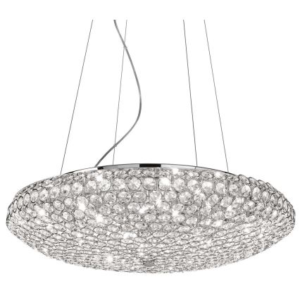 Ideal Lux - LED kristallkrona med textilsladd KING 12xG9/3W/230V diameter 65 cm skinande krom