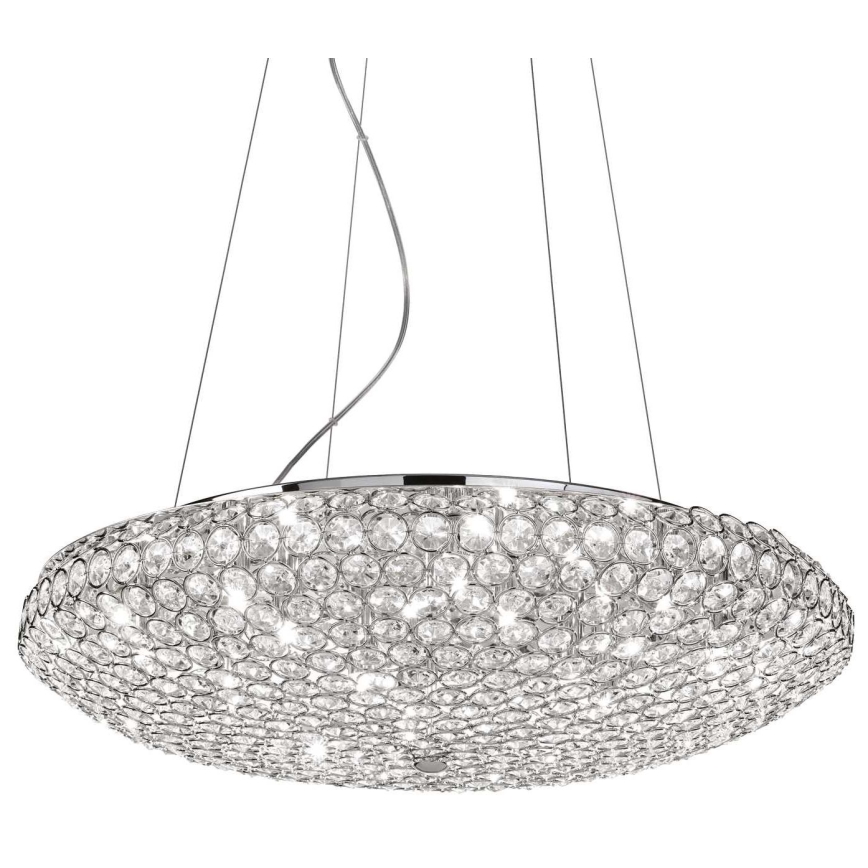 Ideal Lux - LED kristallkrona med textilsladd KING 12xG9/3W/230V diameter 65 cm skinande krom