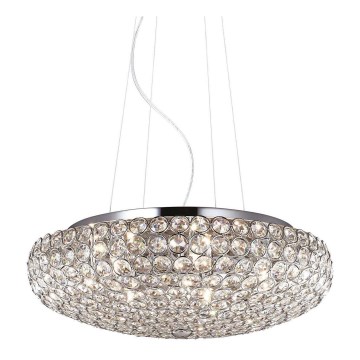 Ideal Lux - LED kristallkrona med textilsladd KING 7xG9/3W/230V diameter 46 cm skinande krom