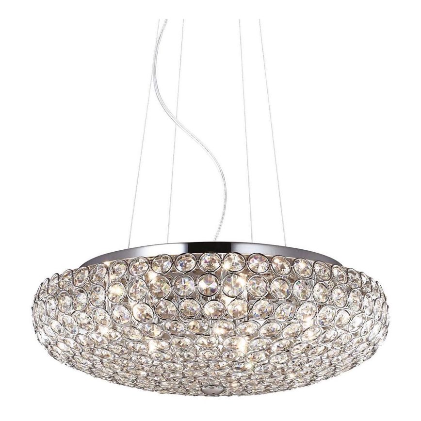 Ideal Lux - LED kristallkrona med textilsladd KING 7xG9/3W/230V diameter 46 cm skinande krom