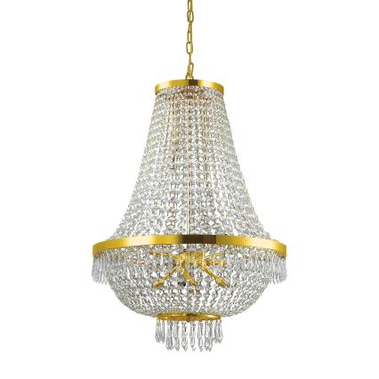 Ideal Lux - LED Ljuskrona i kristal med kedja CAESAR 12xG9/3W/230V diameter 55 cm guld