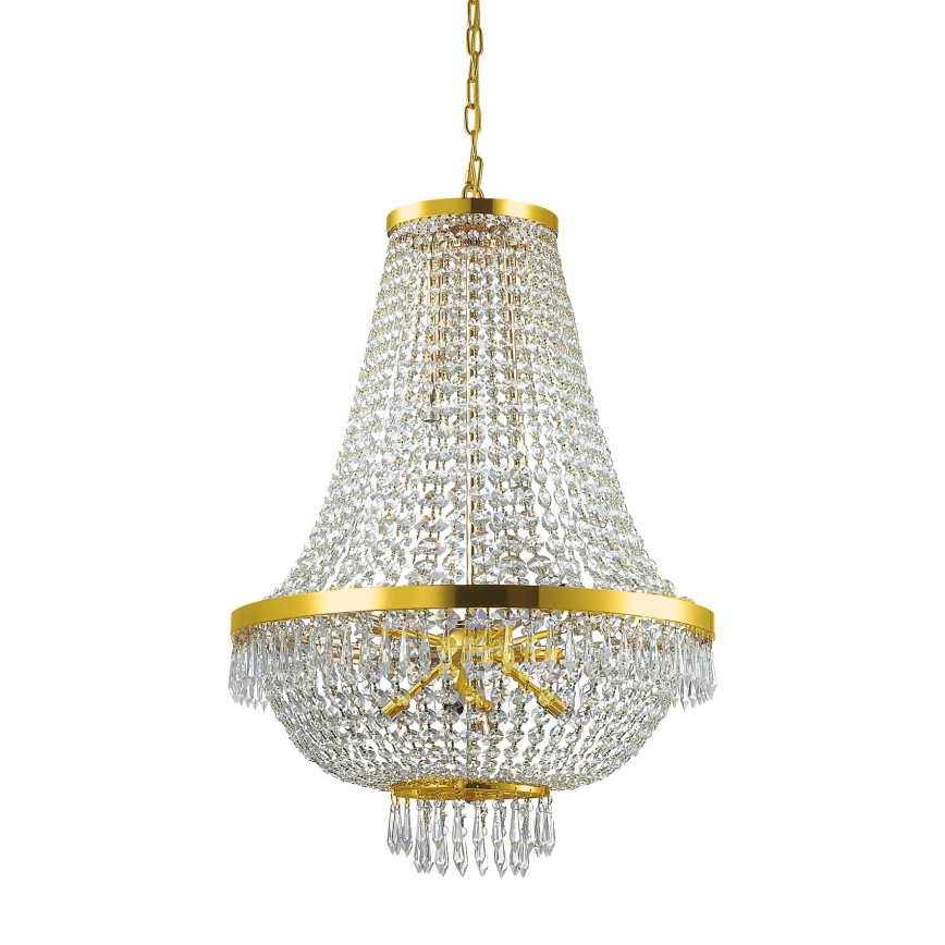 Ideal Lux - LED Ljuskrona i kristal med kedja CAESAR 12xG9/3W/230V diameter 55 cm guld