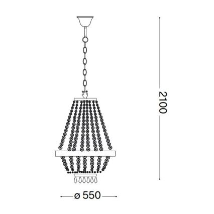 Ideal Lux - LED Ljuskrona i kristal med kedja CAESAR 12xG9/3W/230V diameter 55 cm guld