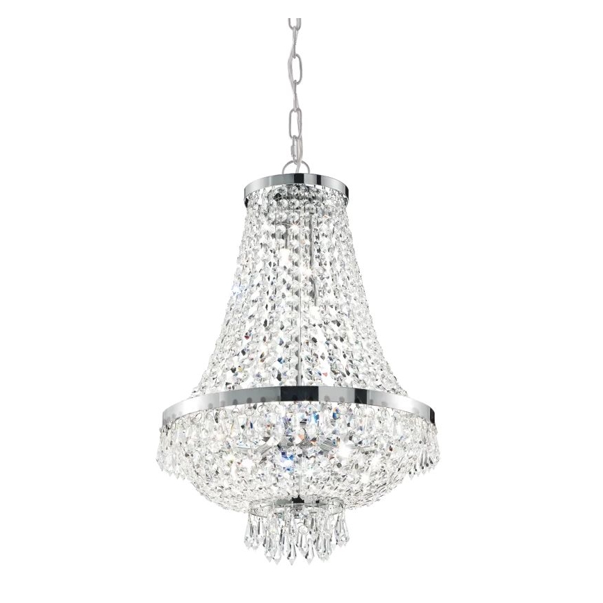 Ideal Lux - LED Ljuskrona i kristal med kedja CAESAR 6xG9/3W/230V diameter 38 cm skinande krom