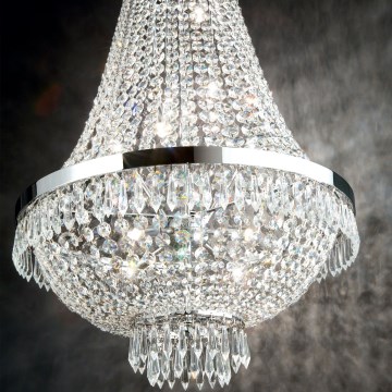 Ideal Lux - LED Ljuskrona i kristal med kedja CAESAR 6xG9/3W/230V diameter 38 cm skinande krom