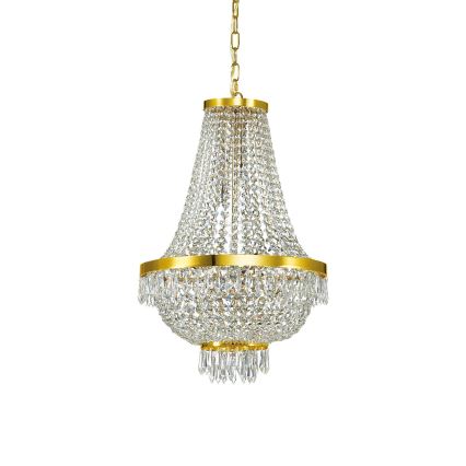 Ideal Lux - LED Ljuskrona i kristal med kedja CAESAR 9xG9/3W/230V diameter 45 cm guld