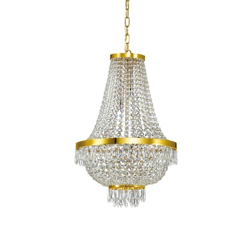 Ideal Lux - LED Ljuskrona i kristal med kedja CAESAR 9xG9/3W/230V diameter 45 cm guld