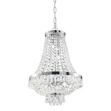 Ideal Lux - LED Ljuskrona i kristal med kedja CAESAR 9xG9/3W/230V diameter 45 cm skinande krom