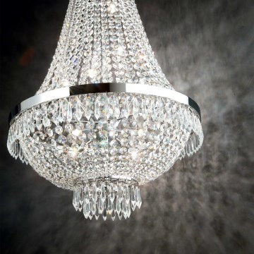 Ideal Lux - LED Ljuskrona i kristal med kedja CAESAR 9xG9/3W/230V diameter 45 cm skinande krom
