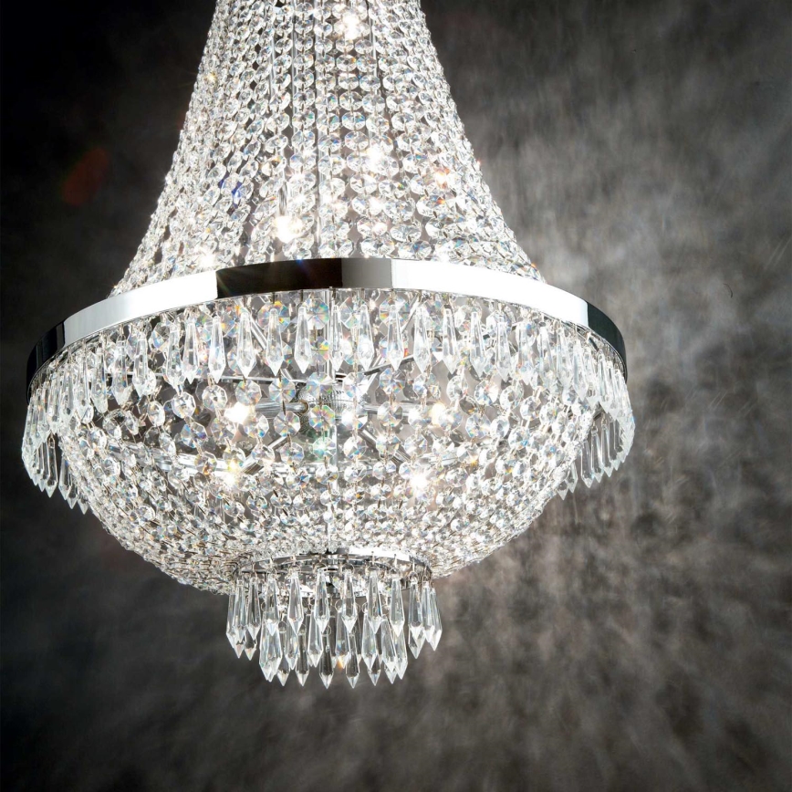 Ideal Lux - LED Ljuskrona i kristal med kedja CAESAR 9xG9/3W/230V diameter 45 cm skinande krom