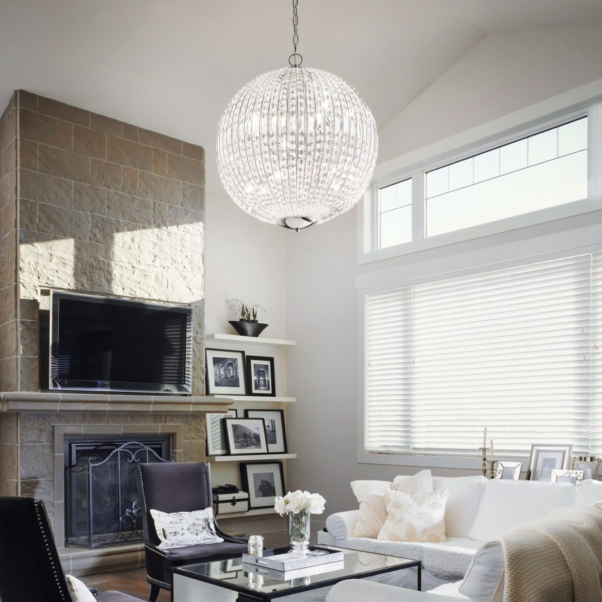 Ideal Lux - LED Ljuskrona i kristal med kedja LUXOR 6xG9/3W/230V diameter 40 cm genomskinlig
