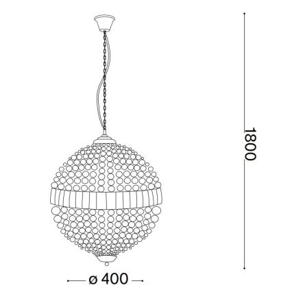 Ideal Lux - LED Ljuskrona i kristal med kedja LUXOR 6xG9/3W/230V diameter 40 cm genomskinlig