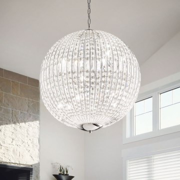 Ideal Lux - LED Ljuskrona i kristal med kedja LUXOR 8xG9/3W/230V diameter 50 cm genomskinlig