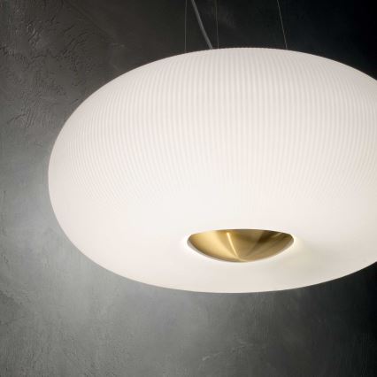 Ideal Lux - LED ljuskrona med textilsladd ARIZONA 5xGX53/9W/230V diameter 52 cm vit