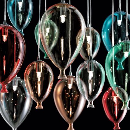 Ideal Lux - LED ljuskrona med textilsladd CLOWN 12xG9/3W/230V diameter 60 cm färgrik
