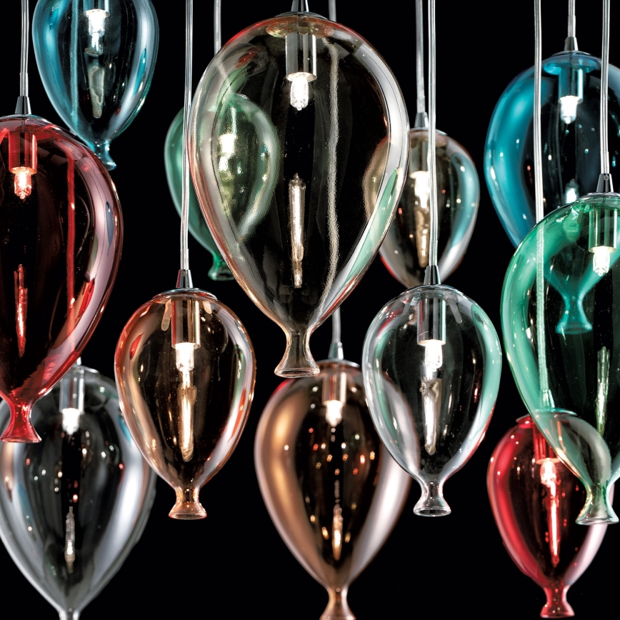 Ideal Lux - LED ljuskrona med textilsladd CLOWN 12xG9/3W/230V diameter 60 cm färgrik