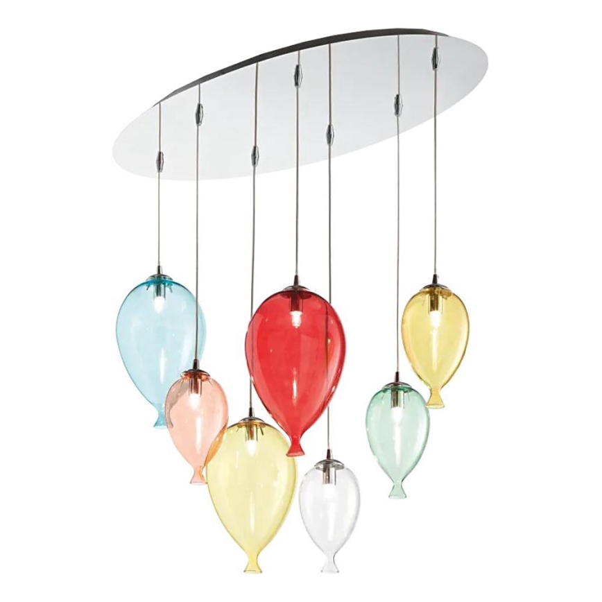 Ideal Lux - LED ljuskrona med textilsladd CLOWN 7xG9/3W/230V 80 cm färgrik