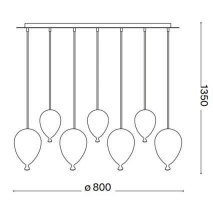 Ideal Lux - LED ljuskrona med textilsladd CLOWN 7xG9/3W/230V 80 cm färgrik