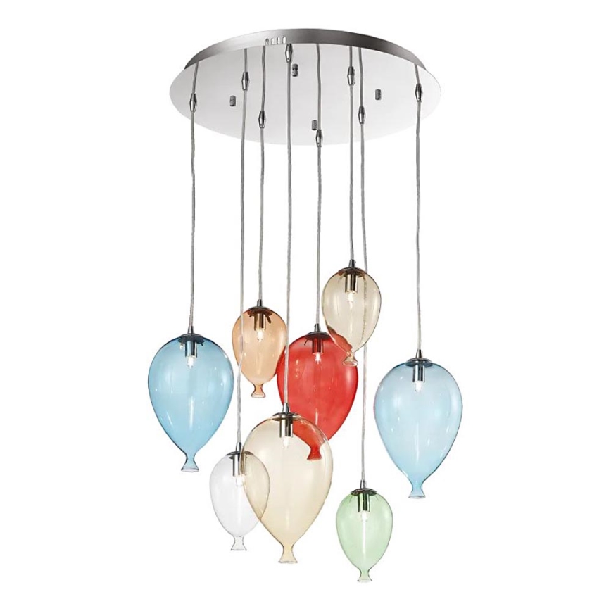 Ideal Lux - LED ljuskrona med textilsladd CLOWN 8xG9/3W/230V diameter 50 cm färgrik