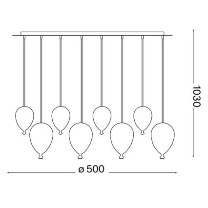 Ideal Lux - LED ljuskrona med textilsladd CLOWN 8xG9/3W/230V diameter 50 cm färgrik