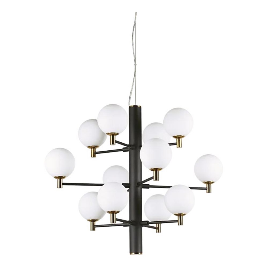 Ideal Lux - LED ljuskrona med textilsladd COPERNICO 12xG9/3W/230V diameter 71 cm svart