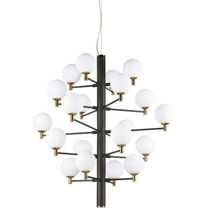 Ideal Lux - LED ljuskrona med textilsladd COPERNICO 20xG9/3W/230V diameter 86 cm svart