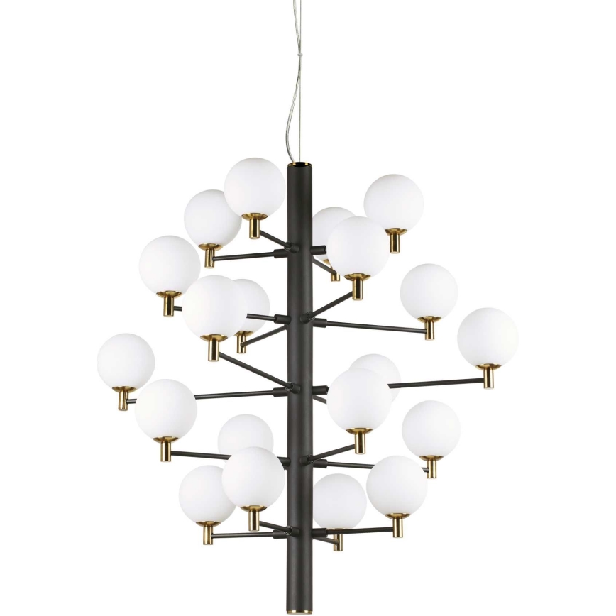 Ideal Lux - LED ljuskrona med textilsladd COPERNICO 20xG9/3W/230V diameter 86 cm svart