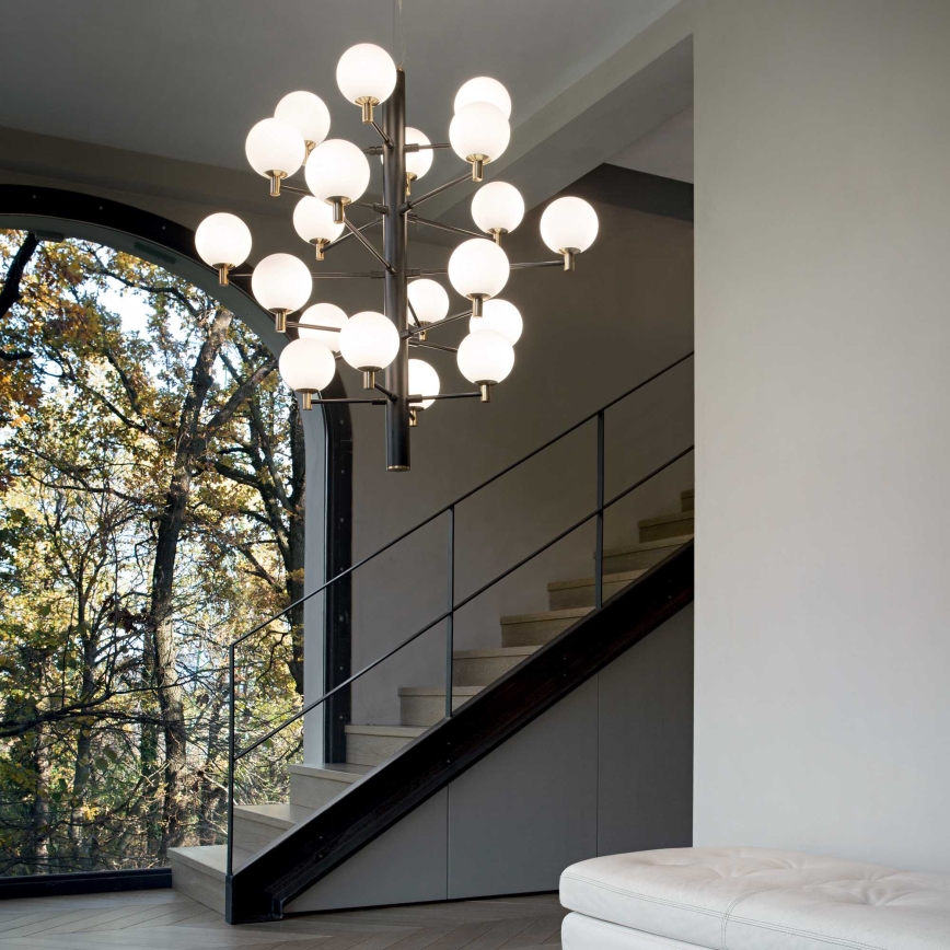 Ideal Lux - LED ljuskrona med textilsladd COPERNICO 20xG9/3W/230V diameter 86 cm svart