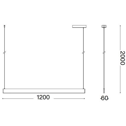Ideal Lux - LED ljuskrona med textilsladd DESK LED/36W/230V 120 cm CRI 90 vit