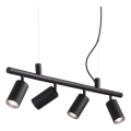 Ideal Lux - LED ljuskrona med textilsladd DYNAMITE 4xGU10/7W/230V CRI 90 svart