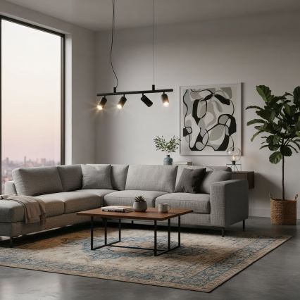 Ideal Lux - LED ljuskrona med textilsladd DYNAMITE 4xGU10/7W/230V CRI 90 svart