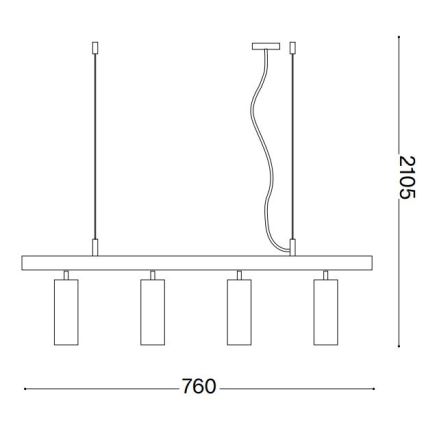 Ideal Lux - LED ljuskrona med textilsladd DYNAMITE 4xGU10/7W/230V CRI 90 svart