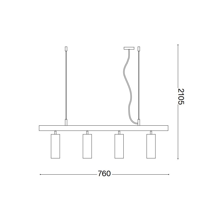 Ideal Lux - LED ljuskrona med textilsladd DYNAMITE 4xGU10/7W/230V CRI 90 svart/mässing