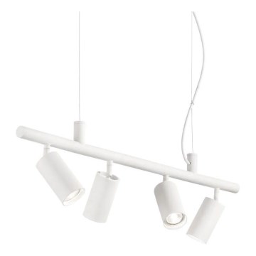 Ideal Lux - LED ljuskrona med textilsladd DYNAMITE 4xGU10/7W/230V CRI 90 vit