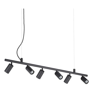 Ideal Lux - LED ljuskrona med textilsladd DYNAMITE 6xGU10/7W/230V CRI 90 svart