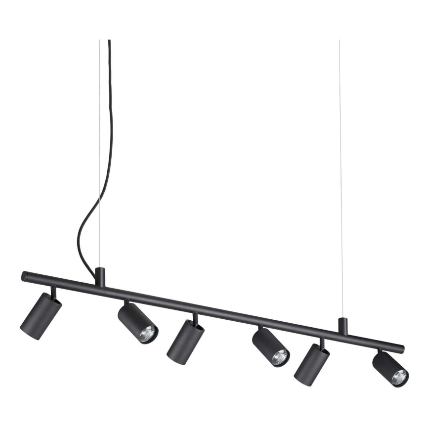 Ideal Lux - LED ljuskrona med textilsladd DYNAMITE 6xGU10/7W/230V CRI 90 svart