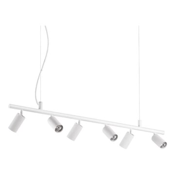Ideal Lux - LED ljuskrona med textilsladd DYNAMITE 6xGU10/7W/230V CRI 90 vit
