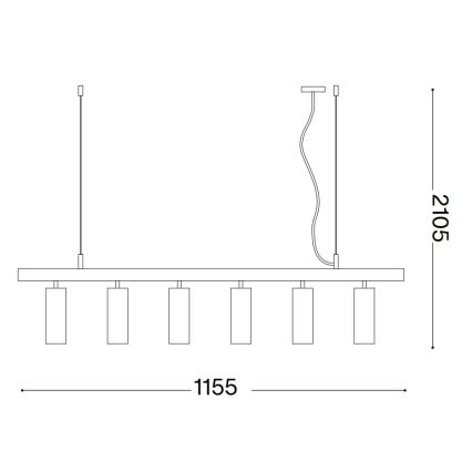 Ideal Lux - LED ljuskrona med textilsladd DYNAMITE 6xGU10/7W/230V CRI 90 vit