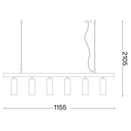 Ideal Lux - LED ljuskrona med textilsladd DYNAMITE 6xGU10/7W/230V CRI 90 svart