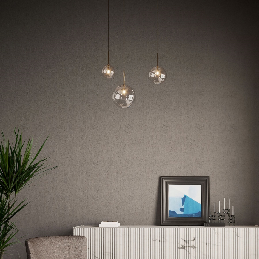 Ideal Lux - LED ljuskrona med textilsladd EQUINOXE 1xG4/2W/230V diameter 15 cm mässing/rökig