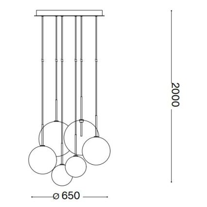 Ideal Lux - LED ljuskrona med textilsladd EQUINOXE 6xG4/2W/230V diameter 65 cm skinande krom/rökig