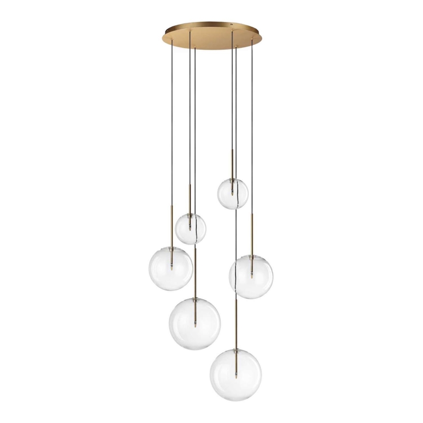 Ideal Lux - LED ljuskrona med textilsladd EQUINOXE 6xG4/2W/230V diameter 65 cm mässing/genomskinlig