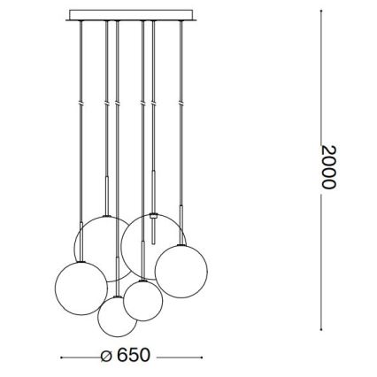 Ideal Lux - LED ljuskrona med textilsladd EQUINOXE 6xG4/2W/230V diameter 65 cm mässing/rökig