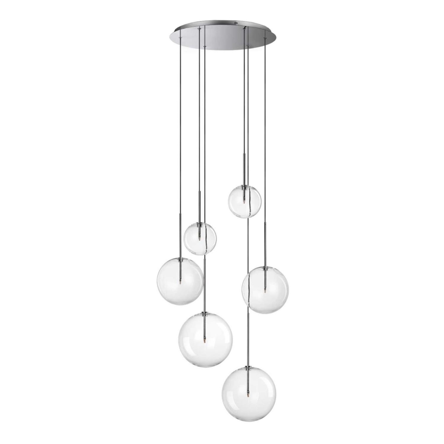 Ideal Lux - LED ljuskrona med textilsladd EQUINOXE 6xG4/2W/230V diameter 65 cm skinande krom/genomskinlig