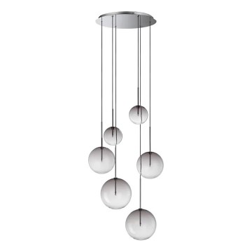 Ideal Lux - LED ljuskrona med textilsladd EQUINOXE 6xG4/2W/230V diameter 65 cm skinande krom/rökig