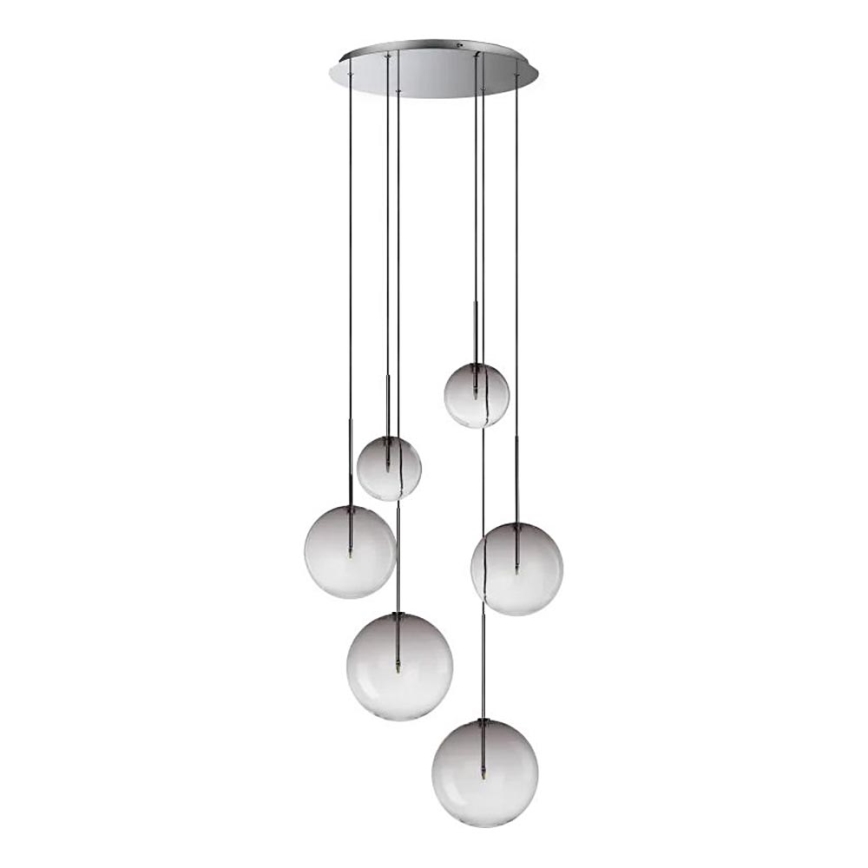 Ideal Lux - LED ljuskrona med textilsladd EQUINOXE 6xG4/2W/230V diameter 65 cm skinande krom/rökig