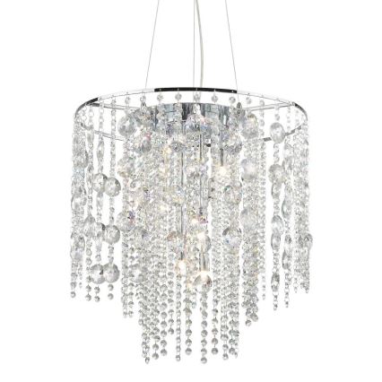 Ideal Lux - LED kristallkrona med textilsladd EVASIONE 10xG9/3W/230V diameter 51 cm skinande krom